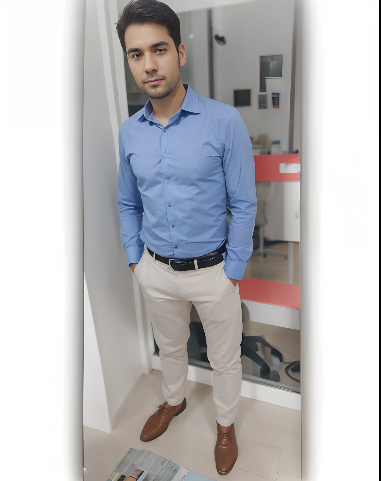 Make a picture in which i am setting in my office with orignal face