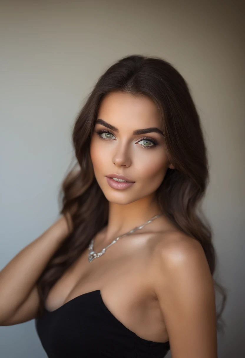 Arafed woman with a white tank top and necklace, fille sexy aux yeux verts, Portrait Sophie Mudd, cheveux bruns et grands yeux, selfie of a young woman, Yeux de chambre, Violet Myers, sans maquillage, maquillage naturel, looking straight at camera, Visage avec Artgram, Maquillage subtil, Superbe photo du corps entier, piercing green eyes, Bel angle, pose attrayante, fille mignonne, sexy pose, Image du corps entier, corps entier, Prise de vue du corps entier, brunette goddess, High detail, pose satisfaite, Pantalon en cuir, latine , coquine