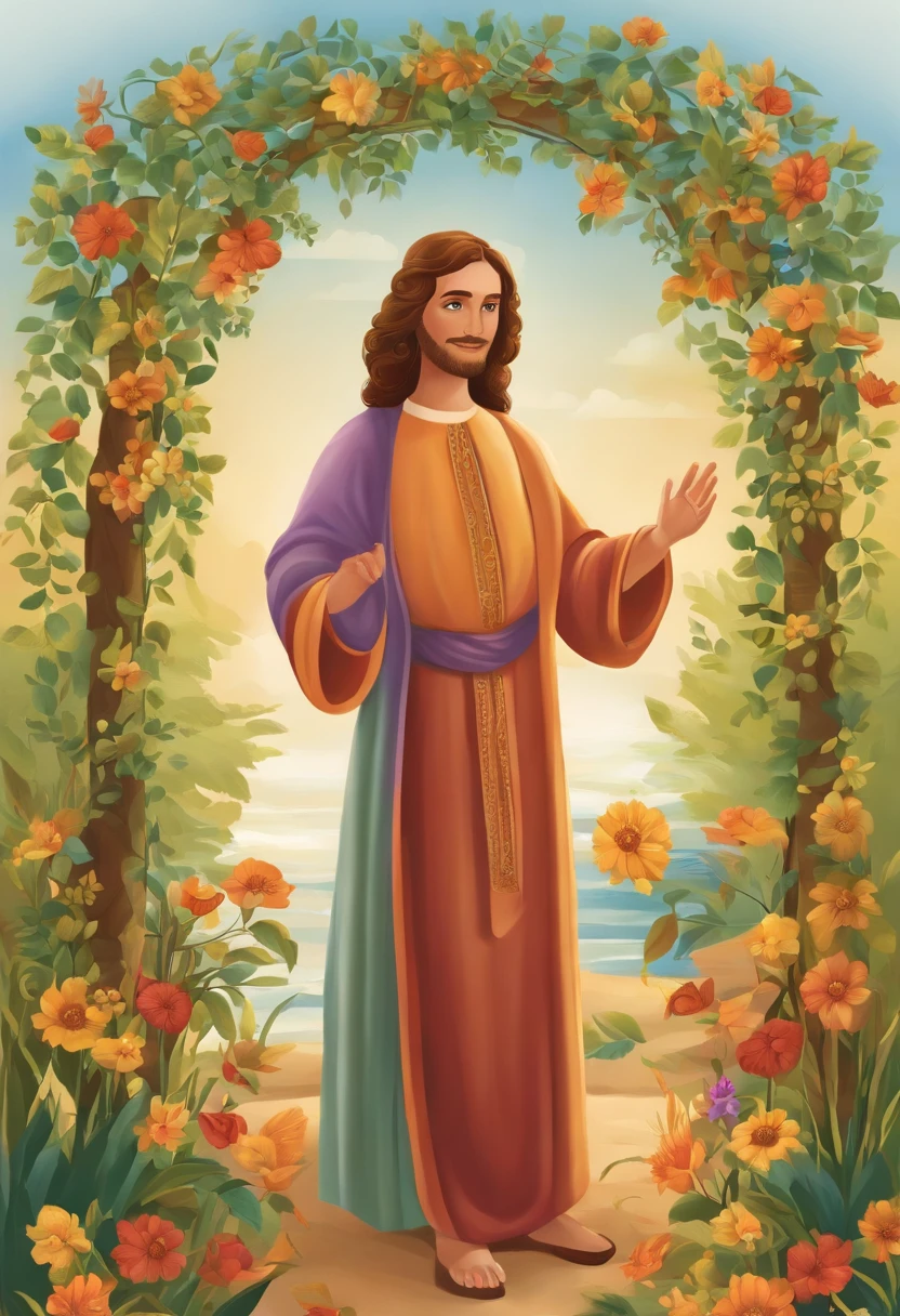 Create an illustration based on the Bible verse: Portanto, just as you received Christ Jesus, o Senhor, continuem a viver nele, estando enraizados e edificados nele, and confirmed in the faith, How You Were Taught, Growing Up in Thanksgiving.