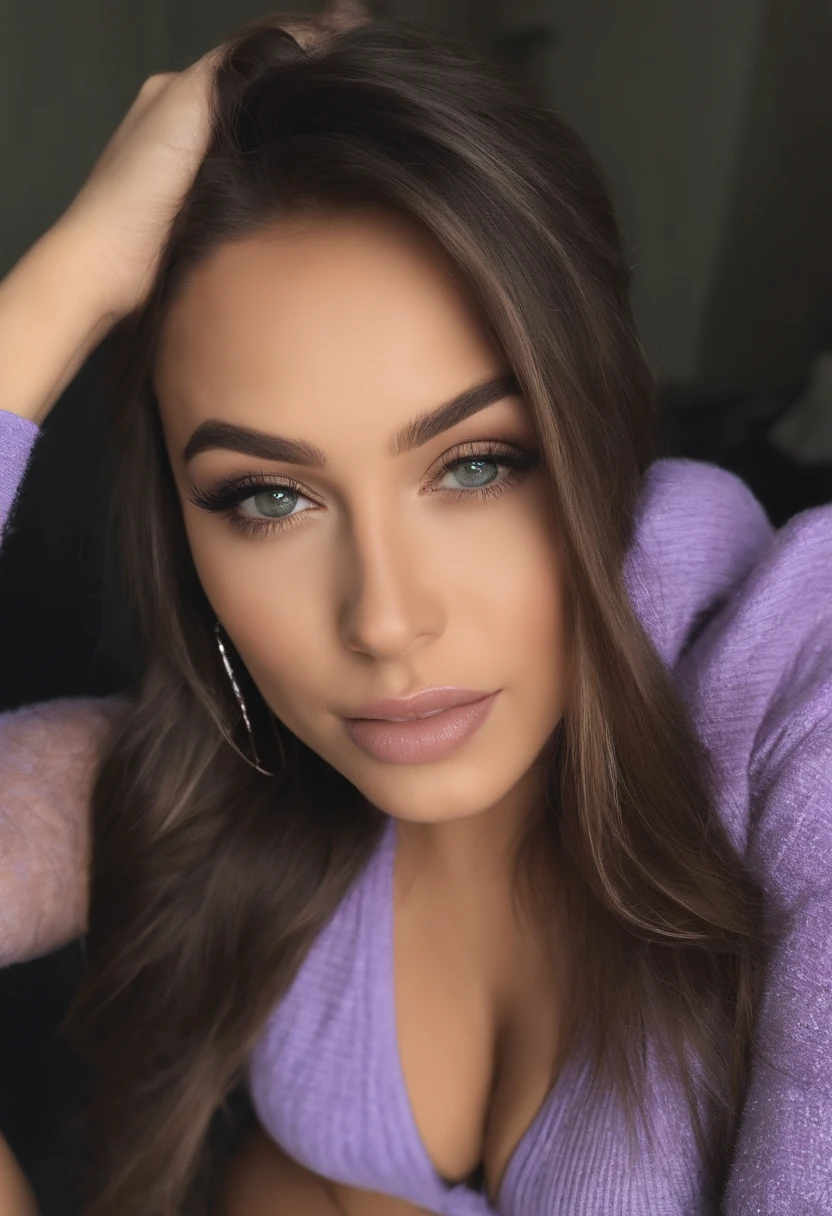 Hispanic woman with matching tank top and panties, fille sexy aux yeux bruns, Portrait Sophie Mudd, cheveux bruns et grands yeux, selfie of a young woman, Yeux de chambre, Violet Myers, sans maquillage, maquillage naturel, looking straight at camera, Visage avec Artgram, Maquillage subtil, Superbe photo du corps entier, dans la chambre, clivage