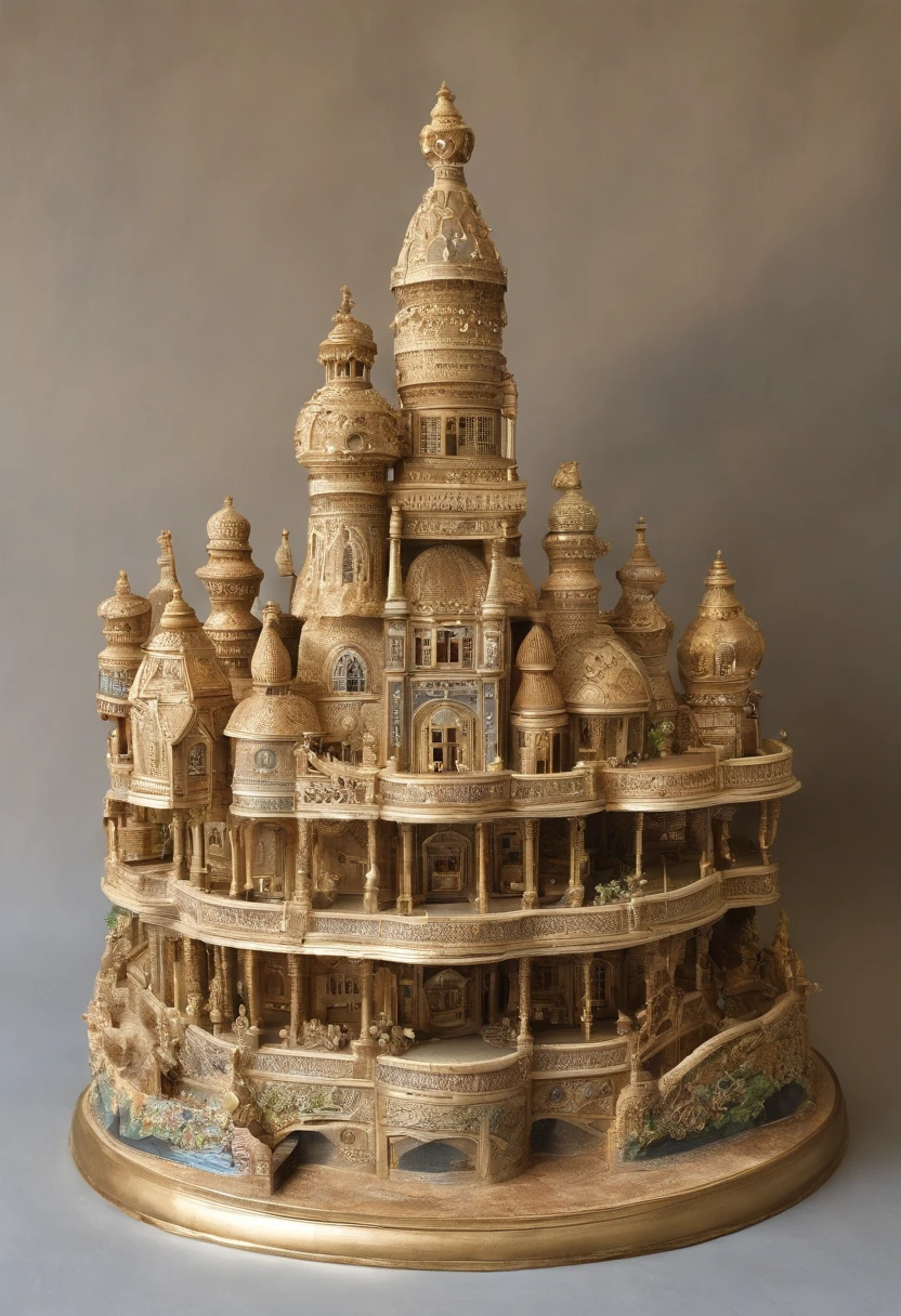 Exquisite and detailed drawings, Tall and complex building on a single island, sur un bord de mer, Chess style, sunny weather, Riche, Classe, Opulent, treasure, Disque dur, highly detailed, Sleek Designs, 2d, joie, bonne humeur, bonheur, An unexpected little whimsical magical element, 64K