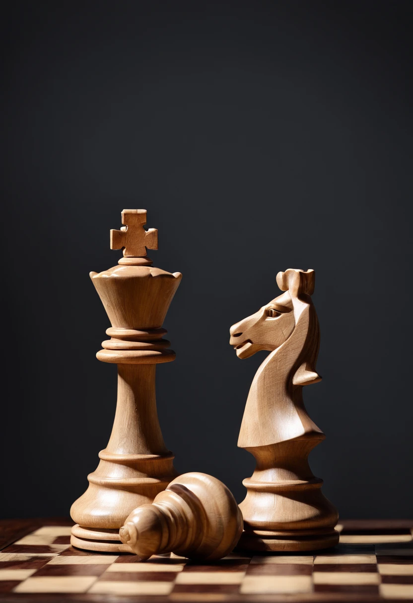 Chess, échequier, pions, tour, fou, reine, roi, cavalier, cinematic, photographie professionnelle, studio lighting, Contexte studio, photographie publicitaire, Intricate details, hyper-detailed, ultra realist, 8K UHD