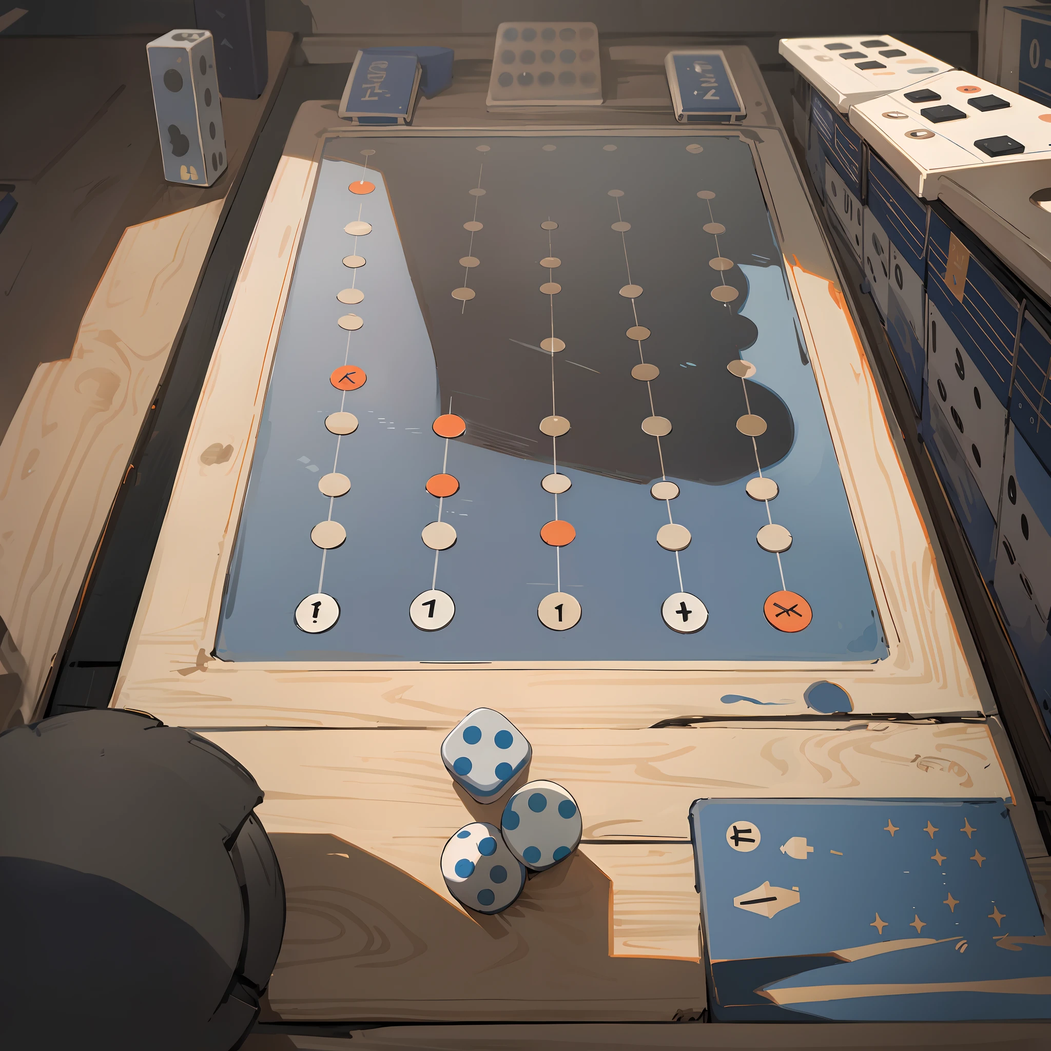 A huge board game with dices