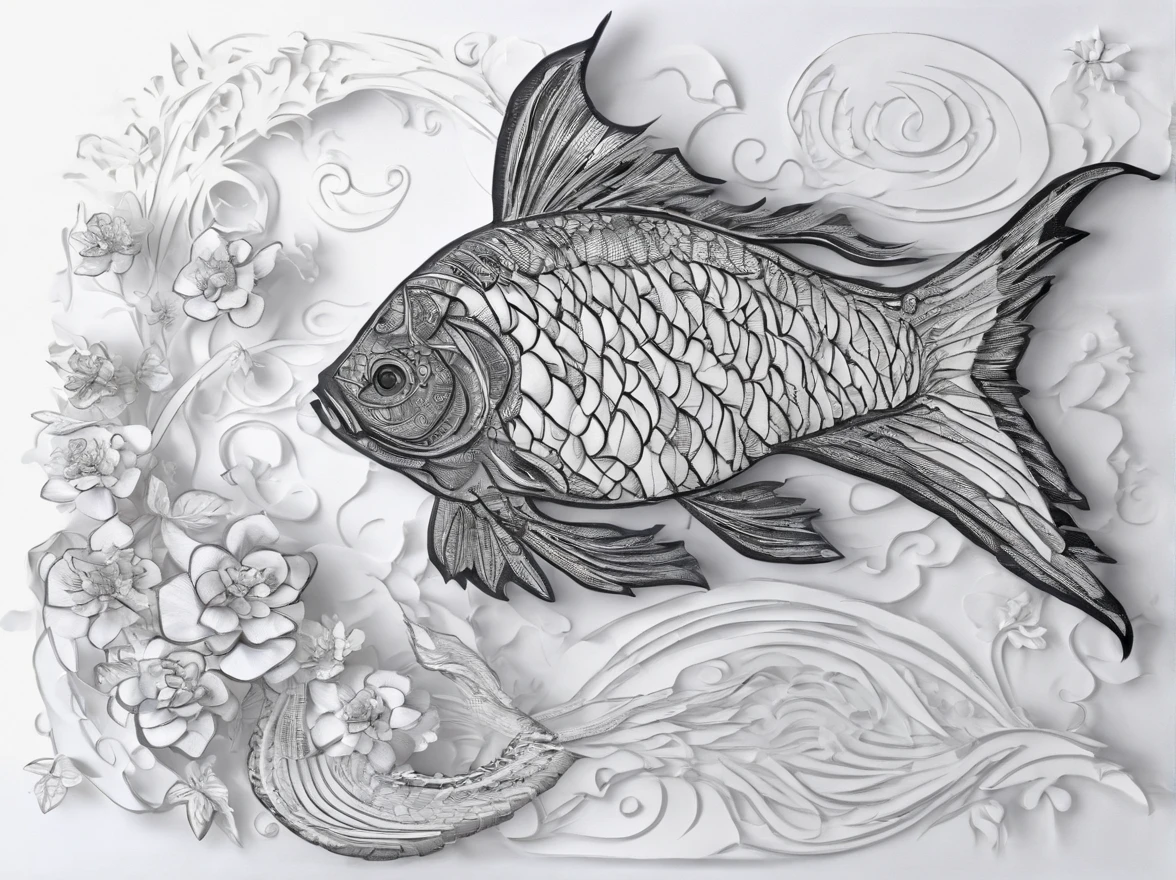 (Silhouette of a koi,Colorful camellias),White background,(paper art, Quilted paper art:1.2, geomerty:1.1, zentangle,a 3D render), (Extremely colorful, Best quality, high detal, Masterpiece, Cinematic lighting, 4K)(Colorful carp),White background,(paper art, Quilted paper art:1.2, geomerty:1.1, zentangle,a 3D render), (Extremely colorful, Best quality, high detal, Masterpiece, Cinematic lighting, 4K) hand-drawn effect