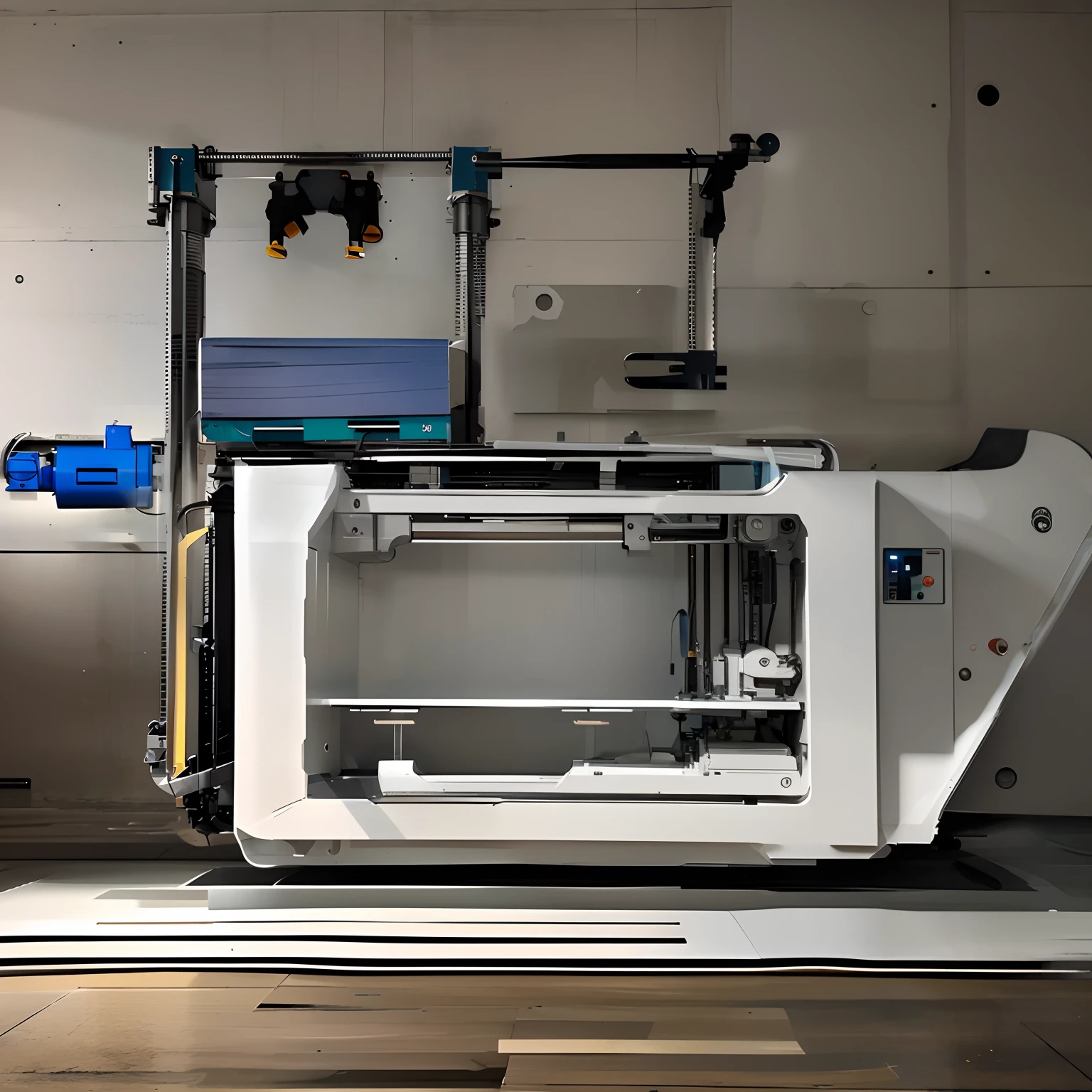 best quality,industrial machine,minimalistic design,white color,technological finish,vivid lighting,strong contrast,sharp focus,ultra-detailed,glossy surface,high-res,modern aesthetic,clean lines,advanced technology,contemporary design,luxurious materials,sleek appearance,high-tech feel,precision engineering,sophisticated craftsmanship,metallic accents,minimalist elegance,smooth textures,seamless integration,precision manufacturing,streamlined form,functional beauty,efficient operation,quiet performance,minimalist luxury,high-end quality,sleek and stylish,subtle sophistication,eye-catching design,innovative features