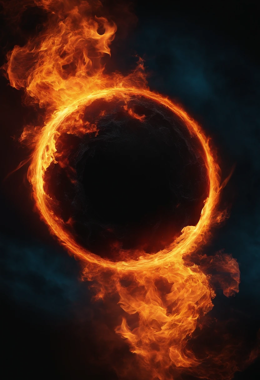 Black flame fireball, round circle image