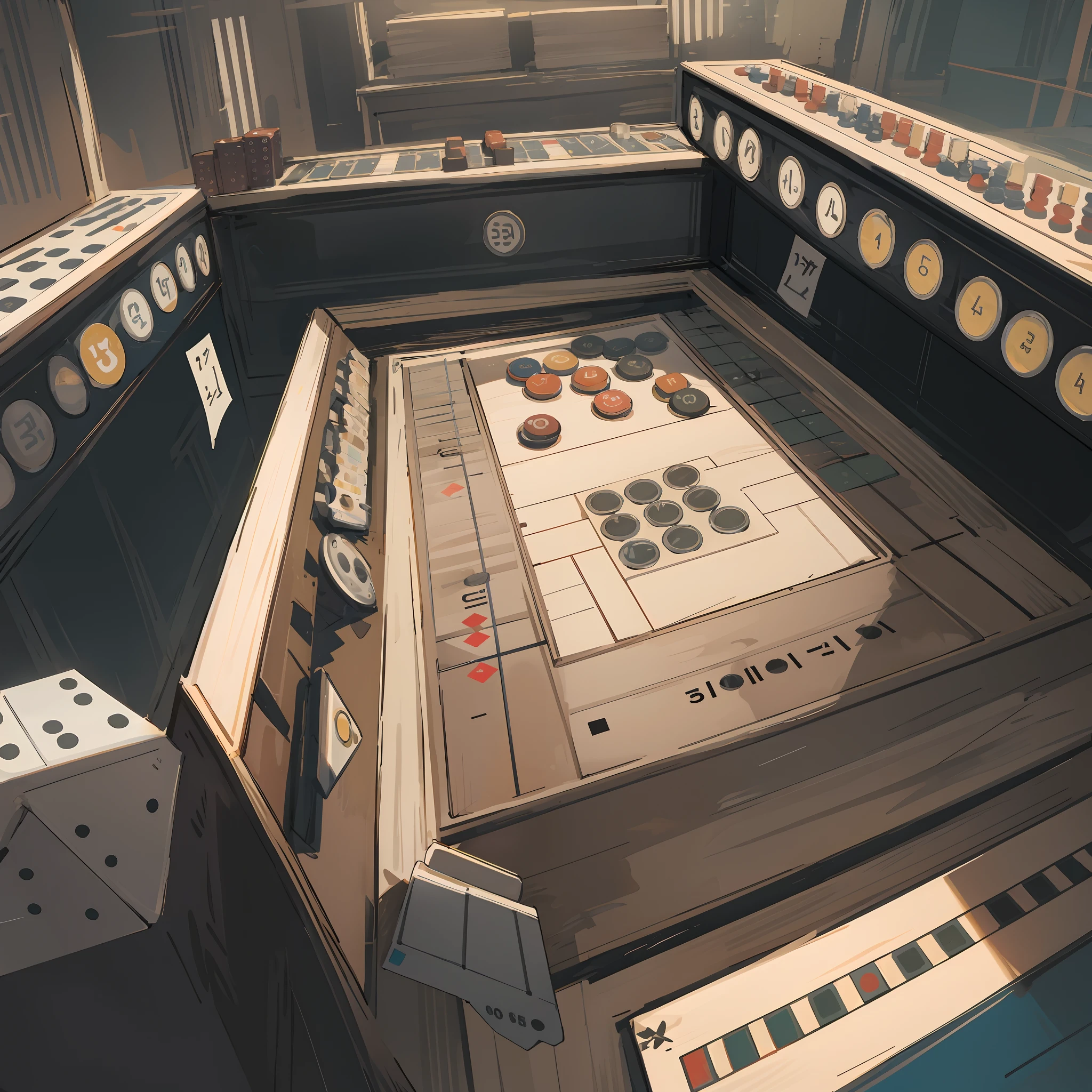 A huge board game with dices