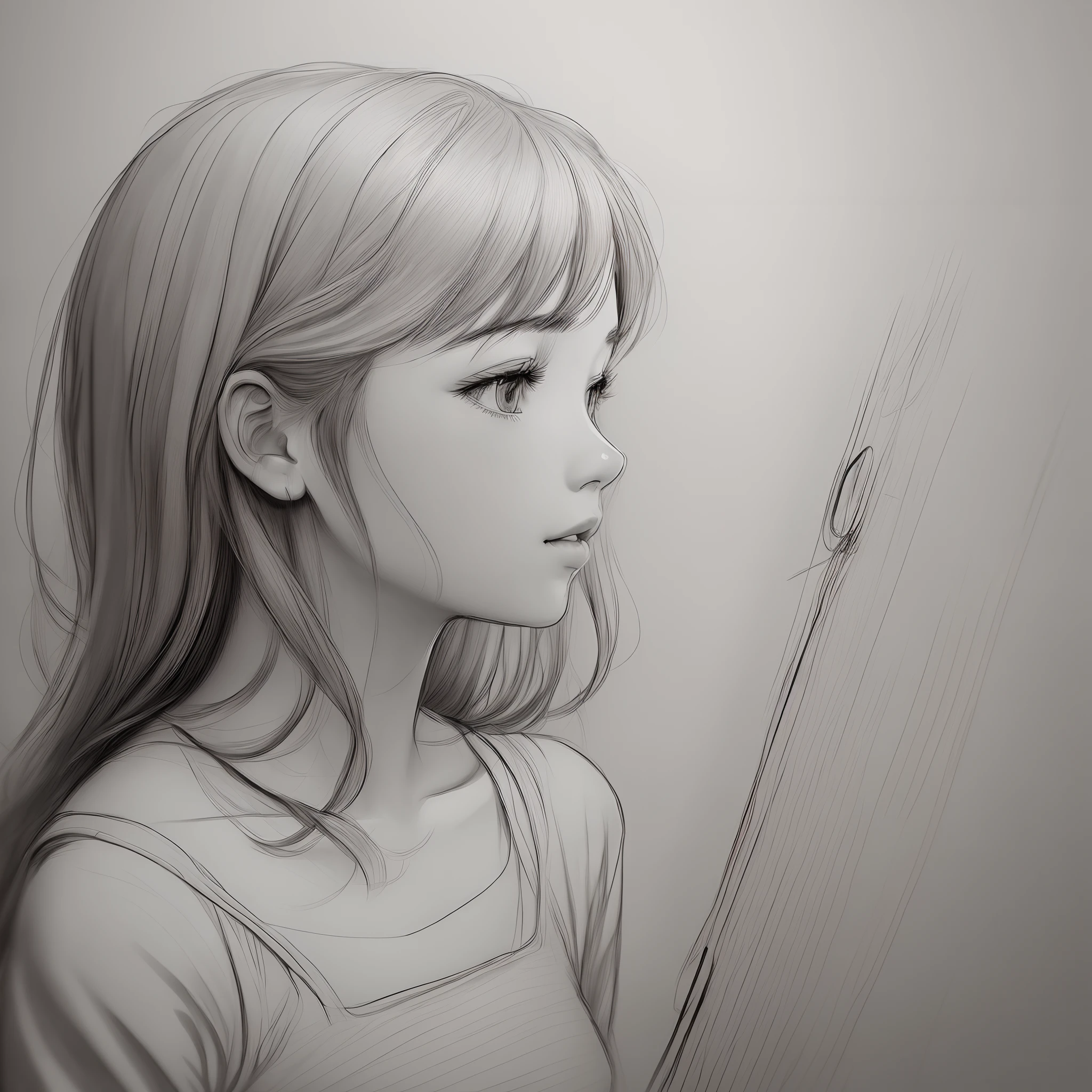 girl sketch monochromes Single Line Art Style Sentimental atmosphere profile Simple background illustratio Perfect drawing
