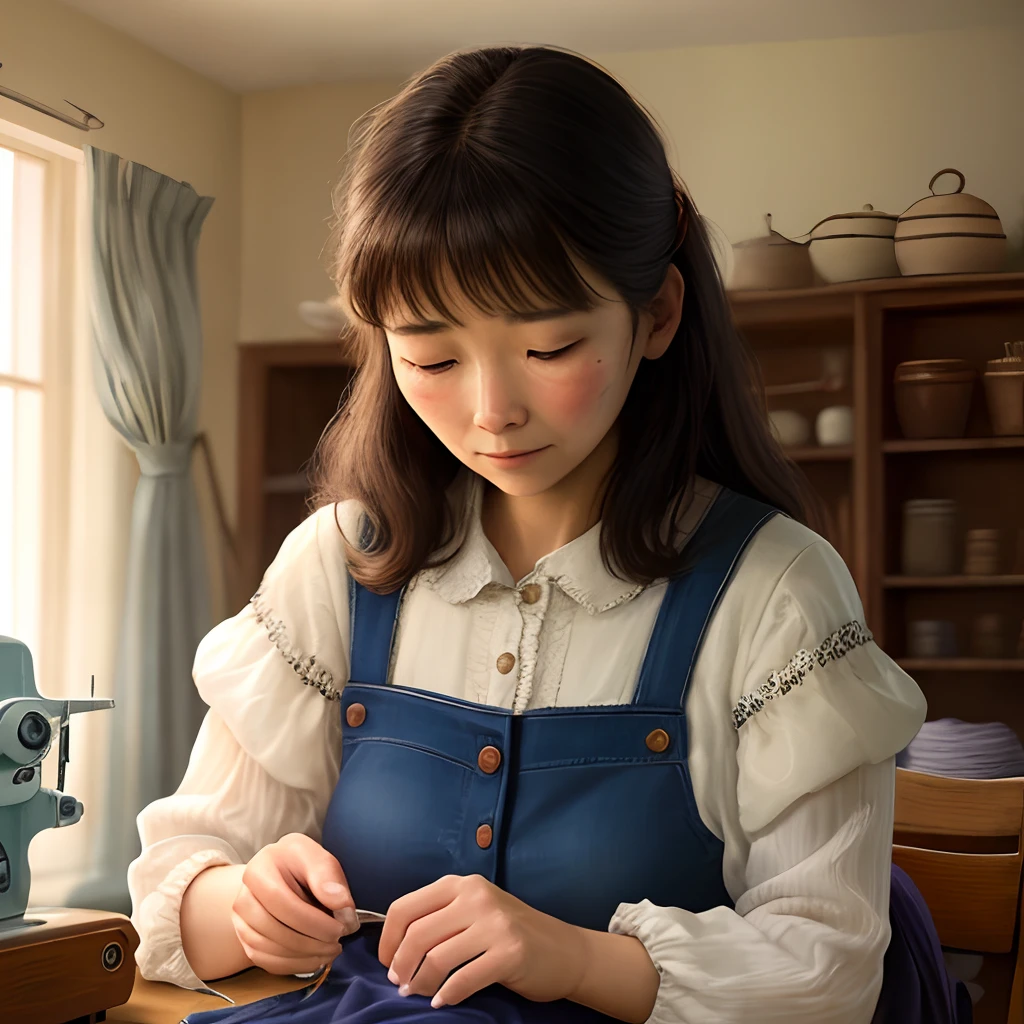 Woman's hands sewing