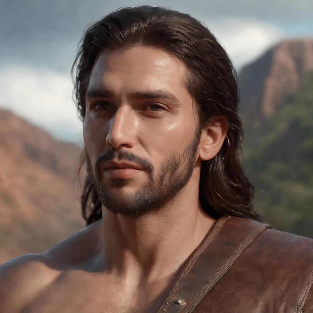 (Professional 3D rendering:1.3) de (Realistic:1.3) Foto de arte mais bonita do mundo,Features soft, bright male heroes, ((Epic hero fantasy rough muscular man wet hero angry look long hair short beard and fierce expression in dynamic pose, fantastic location, majestoso ambiente desordenado)), corpo inteiro 8k unidade render, action shot, poros da pele, very dark lighting, sombreamento pesado, circunstanciado, Rosto detalhado, (vibrante, fotogrdeia realista, Realistic, Dramatic, Escuro, foco nítido, 8k), (Old leather clothes damaged by bad weather:1.4), ((((Use peles)))), (intrincado:1.4), decadente, (altamente detalhado:1.4), pintura digital, rendering by octane, art stations, Conceito-Arte, liso, foco nítido, illustration, germe da arte, (Loish:0.23), Wlop Ilya Kuvshinov, e Greg Rutkowski e Alphonse Mucha Gracias, (global ilumination, studiolight, Light Volumetric), chuva forte, floating particles, patife, fantasia, Onze, corpo inteiroesbian, ((Fundo escuro e antigo da cidade:1.3)),CGSesociedade,art stations.