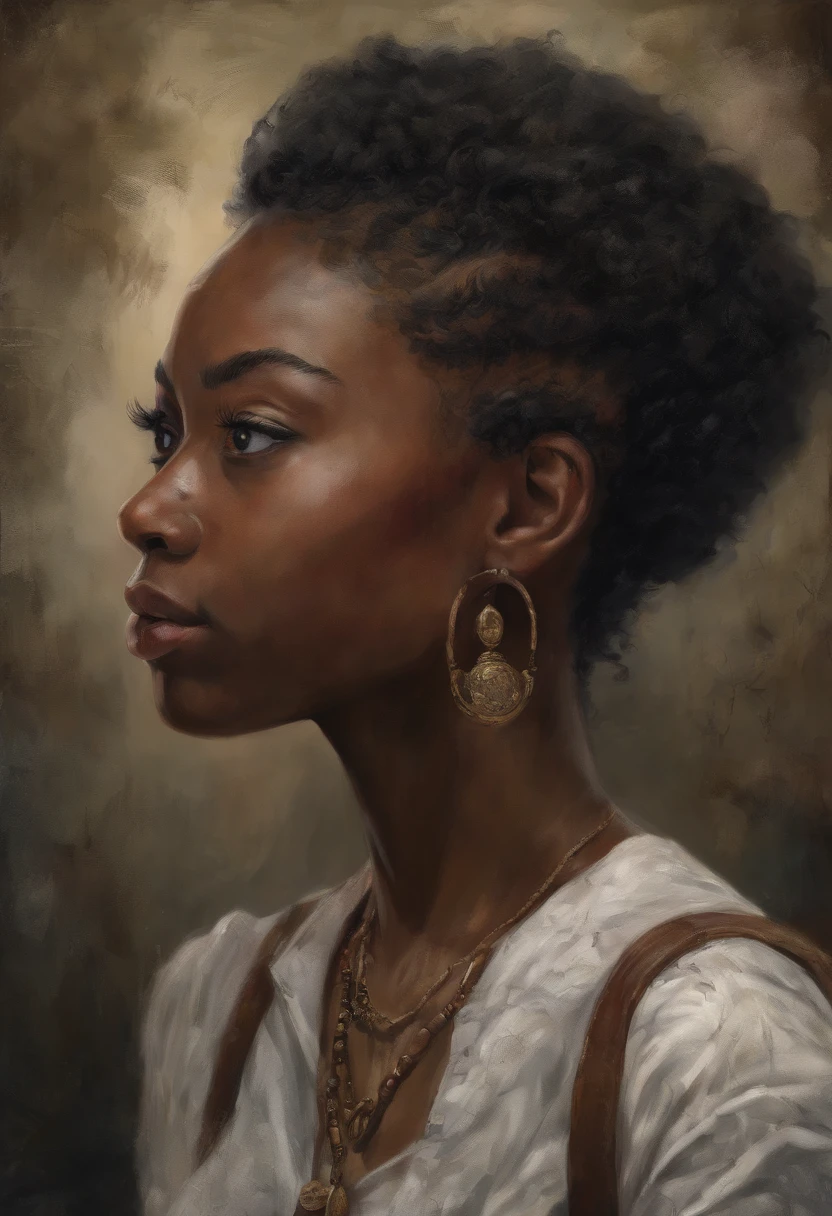 **Post-Impressionism style, black woman, introspective self-portraits, capturing the inner thoughts, emotions, and identity of black woman through evocative and introspective self-representations. --v 4 50** - (fast) --s 2
