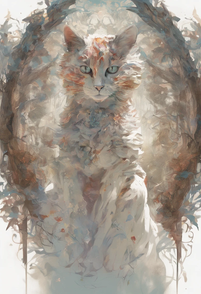 Perfect centralization, Um gatinho bonito por toda parte, Use uma jaqueta de estudante, wearing sunglasses, Usando fones de ouvido, Standing position, beleza abstrata, Centrado, looking at the camera, Facing the camera, nearing perfection, Dynamic, luar, altamente detalhado, pintura digital, art stations, Conceito-Arte, liso, foco nítido, 8k, high-definition resolution, illustration, arte de Carne Griffiths e Wadim Kashin, fundo branco
