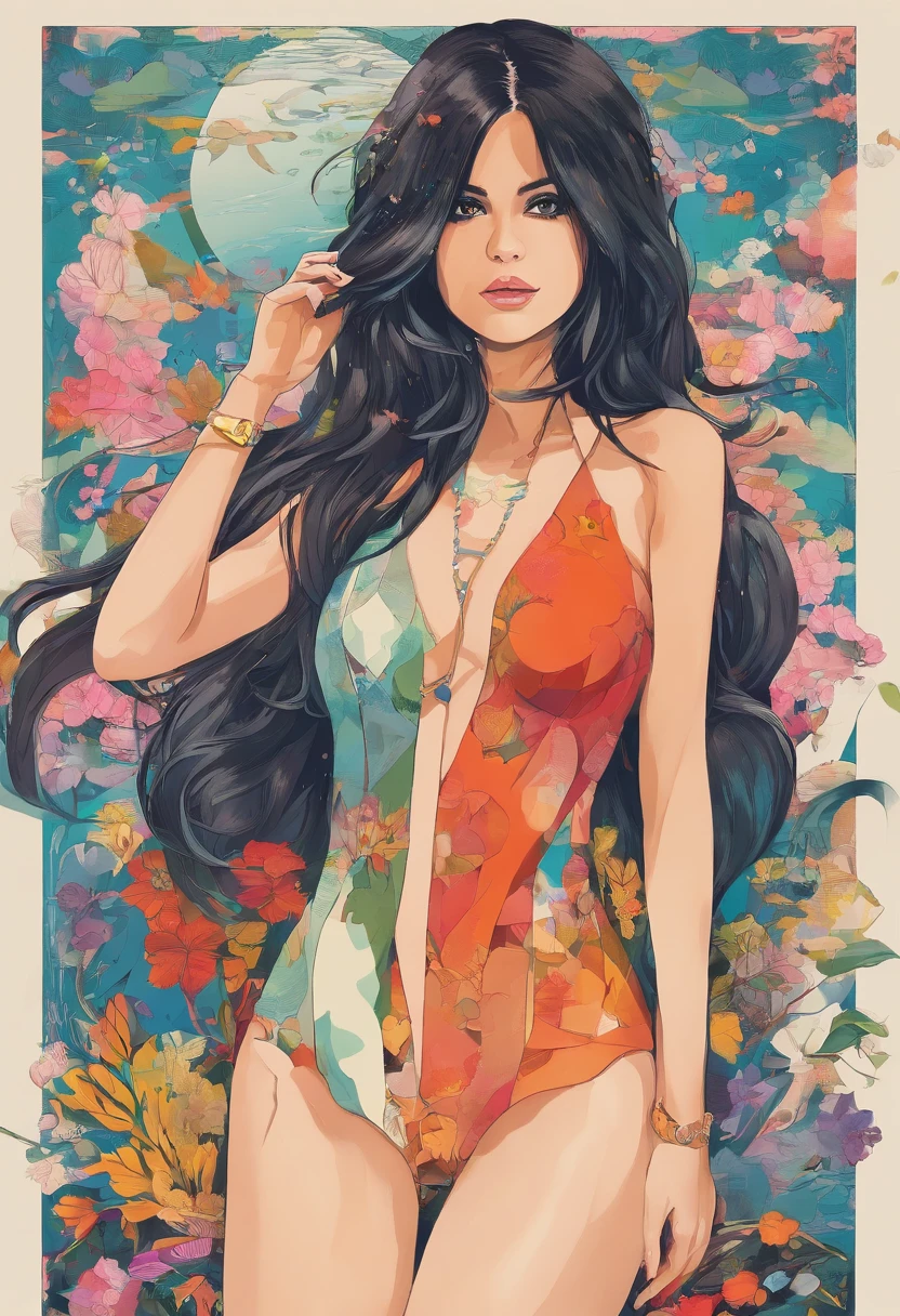 Una mujer, ((Selena Gomez)) , desnudo, , pose sexy, cuerpo sexy, cuerpo bien definido, Cuerpo detallado, alta calidad, Obra maestra, 4k, Acostado en una camilla de masaje, Foto desde arriba, aceite de masaje frotado sobre el cuerpo, aceite de masaje frotado sobre los senos