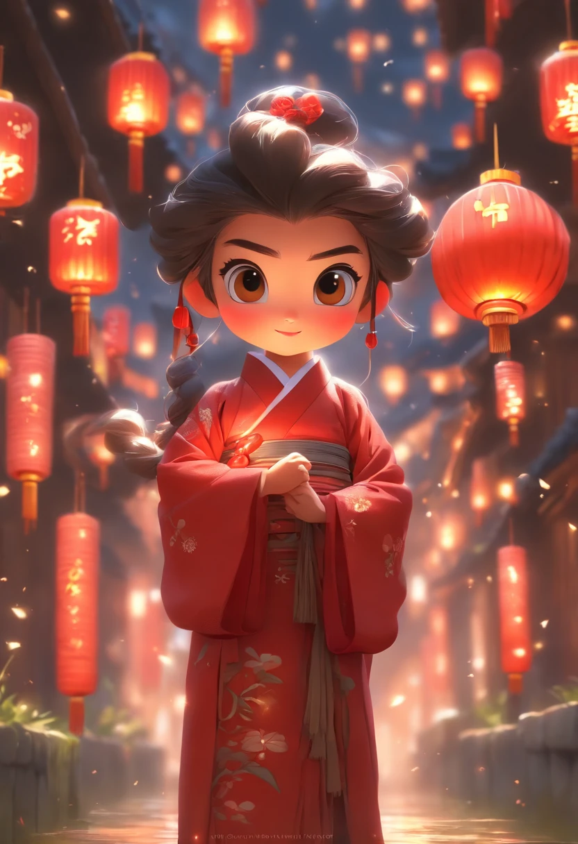 Super mignon petit anthropomorphe,Porter un Hanfu chinois rouge dans le style Pixar, He's a prince,Elle marche,She looked around,Profiter du paysage,She loves the Mid-Autumn Festival celebrations,The background is a starry sky and a full moon, De grands yeux charmants,Queue mignonne,super realistic,super detail,luxueux,elegant,magnifique,Moteur illusoire,rendu par octane, 8k,Rayons V,super realistic
