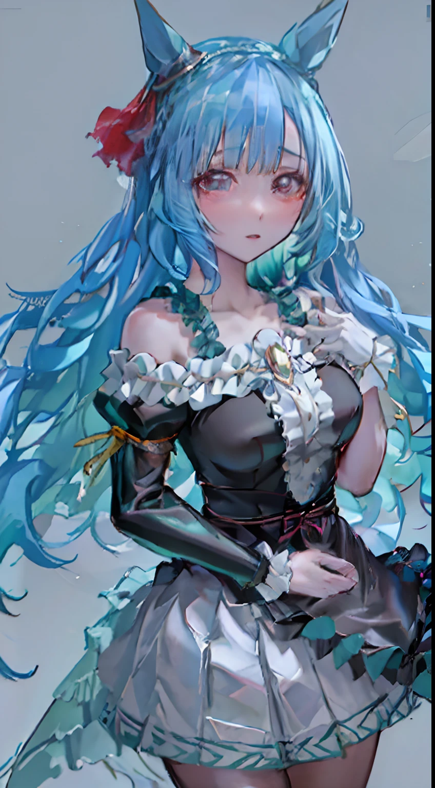 gothic maiden anime girl, anime style 4 k, anime visual of a cute girl, anime girl with teal hair, cute anime girl, anime moe artstyle, beautiful anime girl, anime girl in black dress, nightcore, anime girl, pretty anime girl, Anime style. 8K, young anime girl