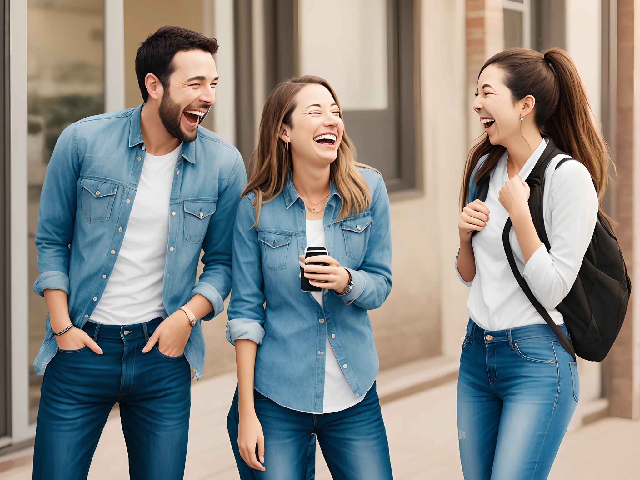 Two people laughing through a call