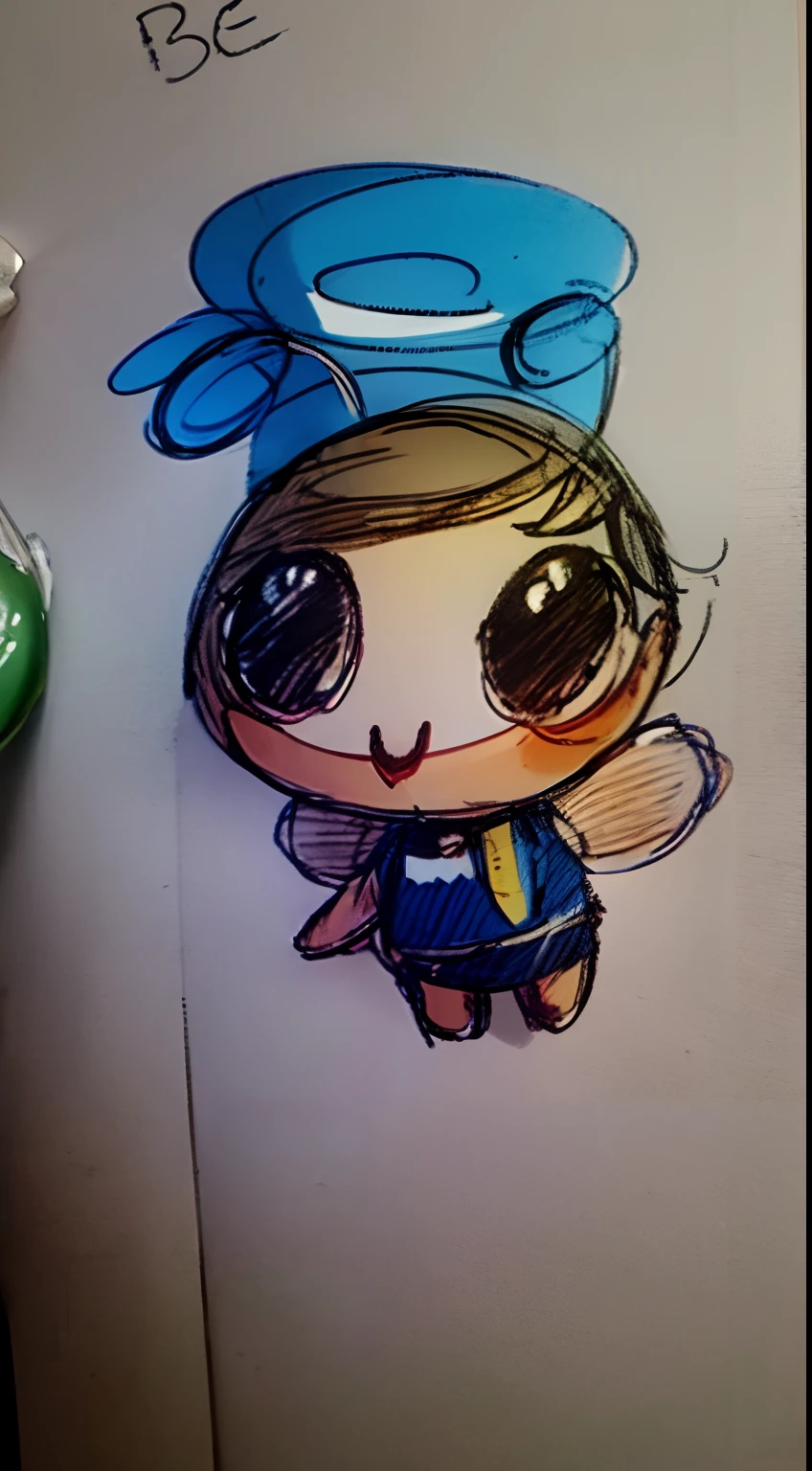 Sketches of a cartoon character with a hat and a bow tie, arte conceitual da abelha da estrutura humana, character design sketch, personagem bonito, rough sketch, high draft quality, old sketch, concept sketch, arte chibi, Proportions of Chibi, character design for animation, menina chibi, arte conceitual!, Personagem Pixie, desenho bonito, concept art sketch, arte conceitual!!, fanart detalhado, design de personagens