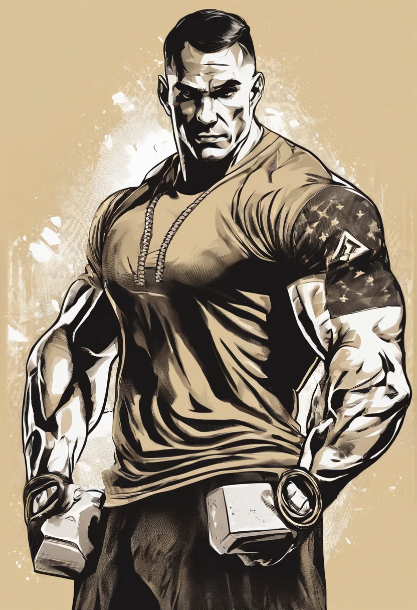 Create a white 100% ,with very large white muscles in the arms ,smoking a lit cigarette and wearing black glasses , against a black background 100% I want him to be very muscular with a golden crown in HD quality, full body, and with an evil smile