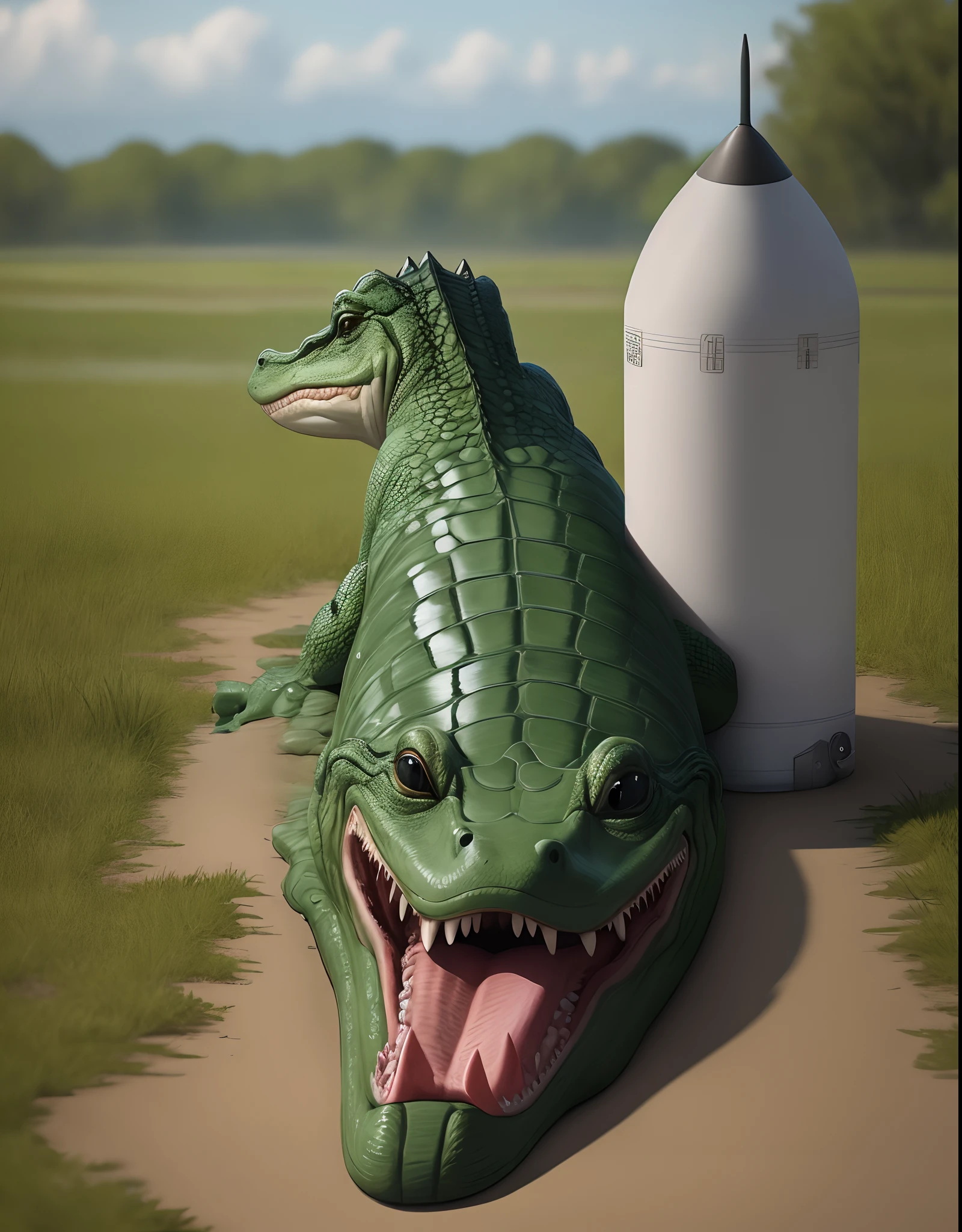 Alligator riding a missile