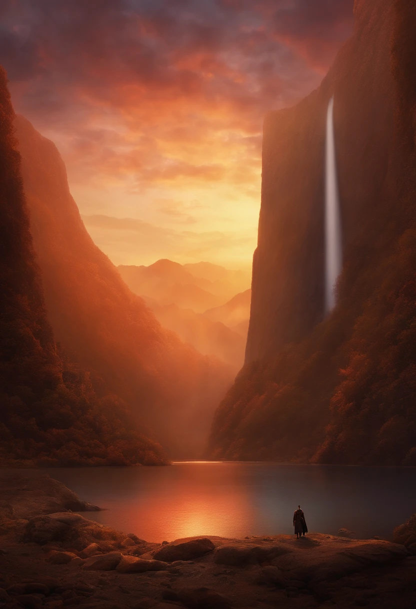 A huge hell's gate in the distance,A hero who stands alone,The Holy Sword Held