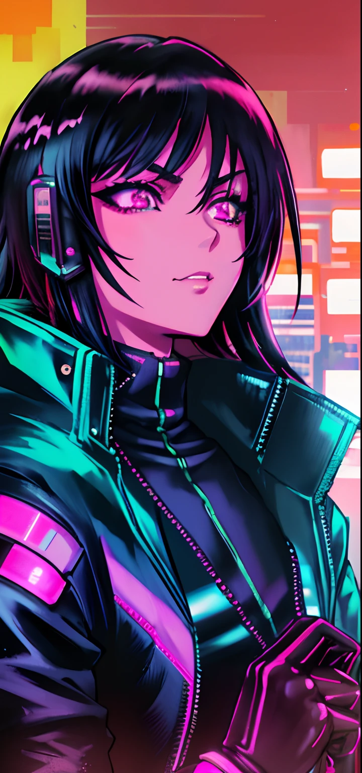 Close-up of a man in a neon jacket and gloves, cyberpunk artstyle, digital cyberpunk anime art, cyberpunk artstyle, digital cyberpunk - anime art, bright cyberpunk glow, Neonpunk, Cyberpunk Dude, cyberpunk atmosphere, cyberpunk atmosphere, with Cyberpunk style, cyberpunk themed art, Neon Cyberpunk, cyberpunk neon, anime cyberpunk art, Cyber aesthetics