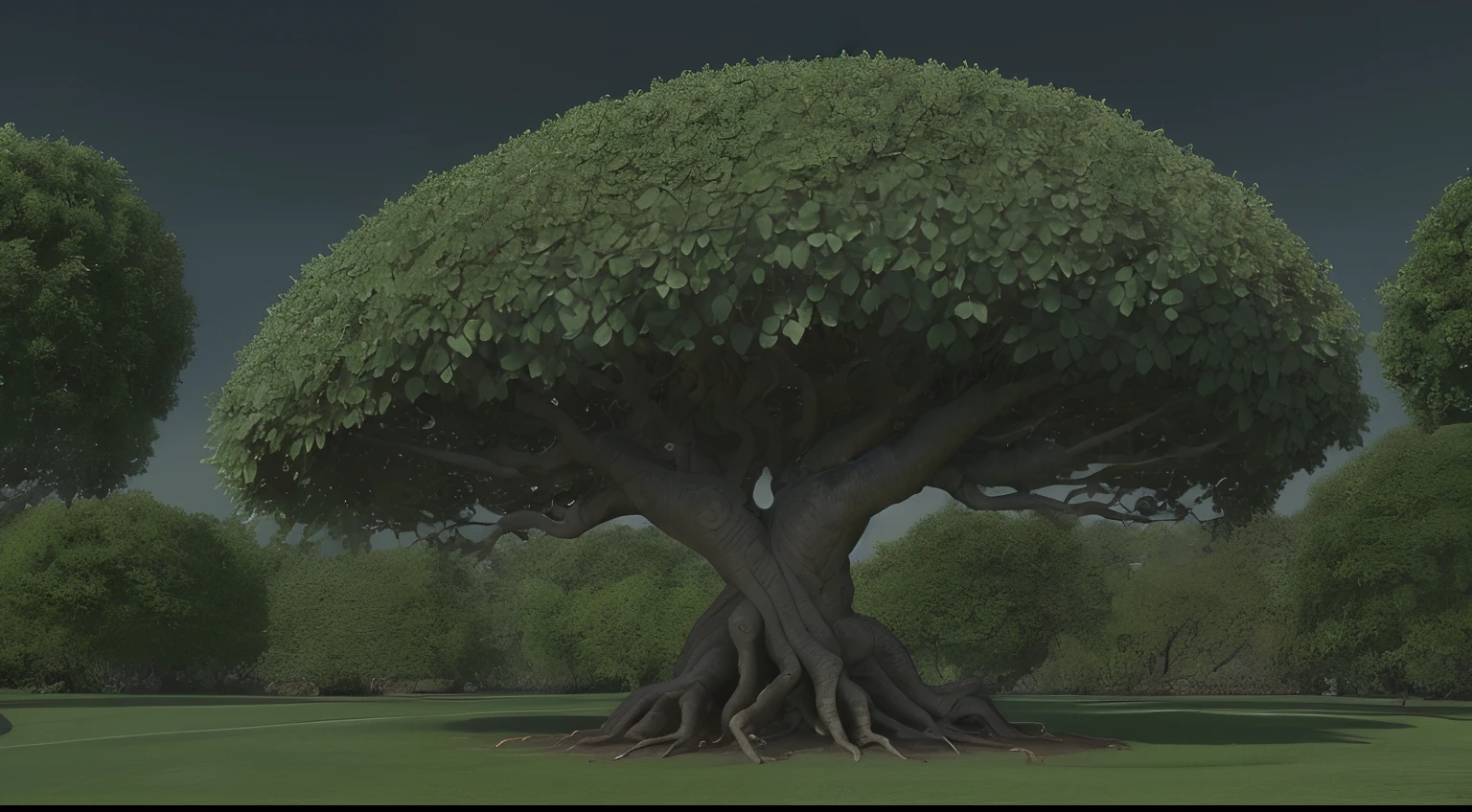 The sturdy tree in the garden provides a significant amount of shade, symbolizing success.Animation film