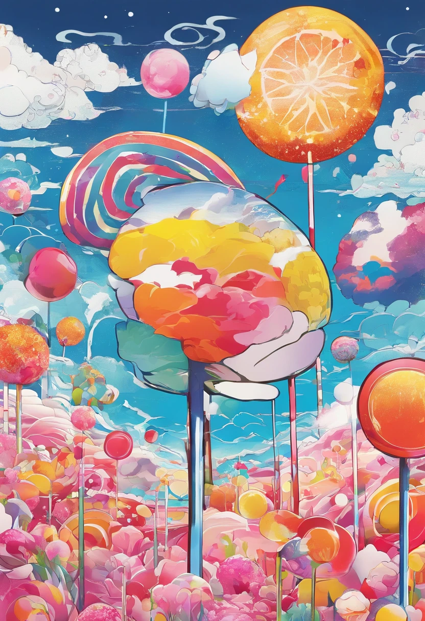Create an image with a beautiful lollipop, sucks and plastered underneath
