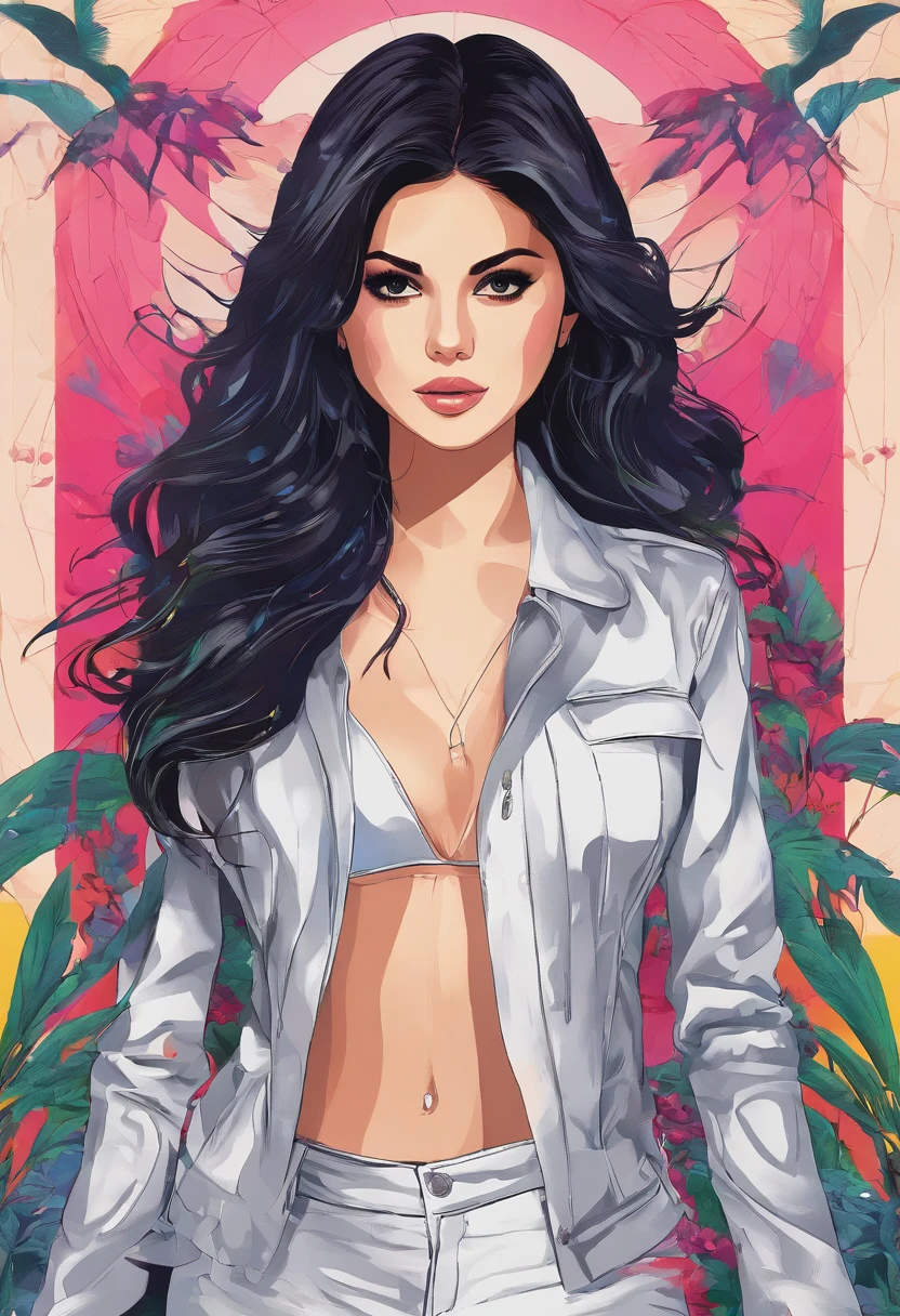 Una mujer, ((Selena Gomez)) pose sexy, cuerpo sexy, cuerpo bien definido, Cuerpo detallado, alta calidad, Obra maestra, 4k, Acostada en una camilla de masaje, Foto desde arriba, aceite de masaje frotado sobre el cuerpo, aceite de masaje frotado sobre los senos