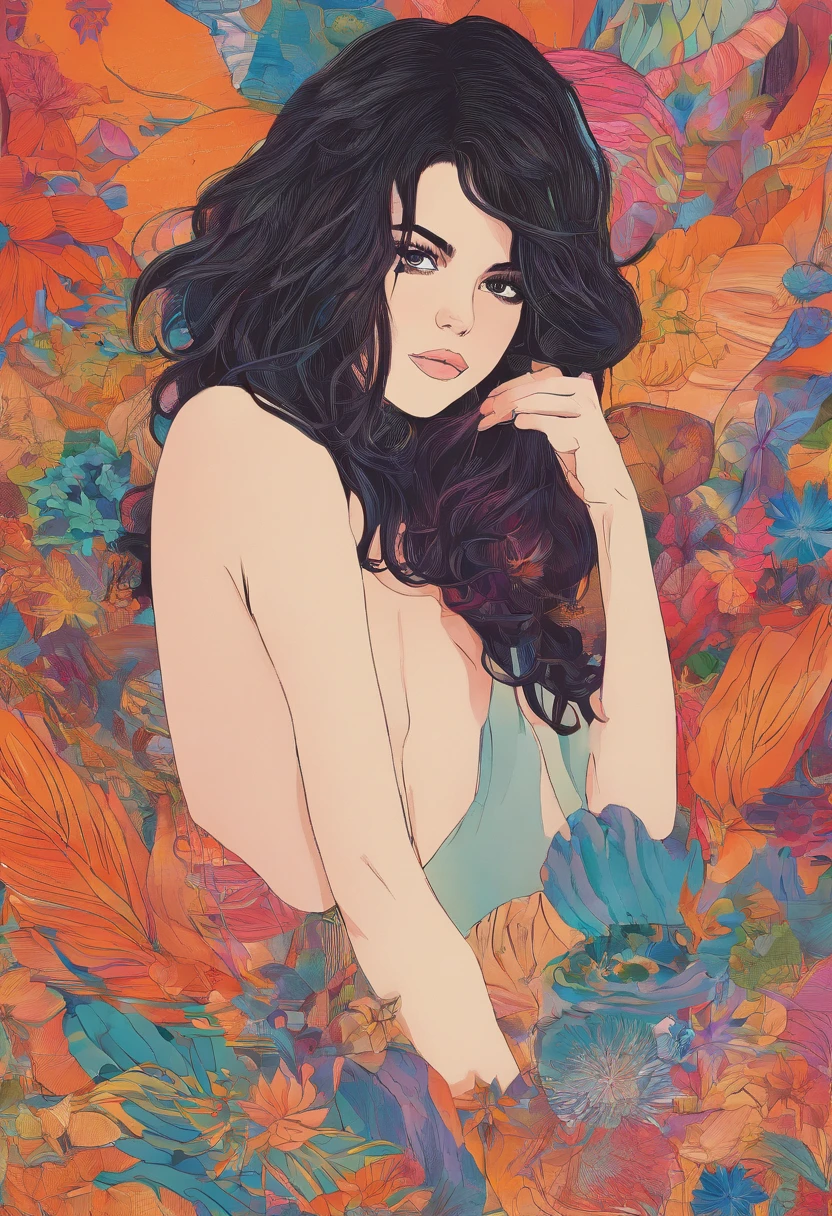 Una mujer, ((Selena Gomez)) pose sexy, cuerpo sexy, cuerpo bien definido, Cuerpo detallado, alta calidad, Obra maestra, 4k, Acostada en una camilla de masaje, Foto desde arriba, aceite de masaje frotado sobre el cuerpo, aceite de masaje frotado sobre los senos