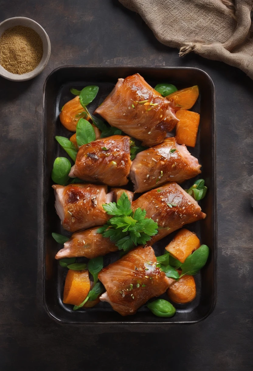(Best quality:1.2, masterpice:1.2), vibrant, Realistic, Dramatic and dark 8K photos:1.37, ((Pork)) Chinese cuisine, nature backdrop