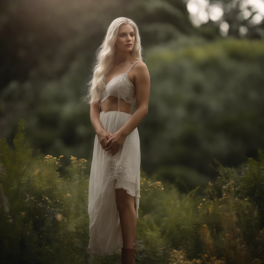 1girll, blacksilk，White_Hair, Pretty hip skirt，grotto, Verdant, Flowers, Beautiful, Idyllic, exalted, absurderes, Hyper-realism, Textured, maximum_detail, Digital SLR