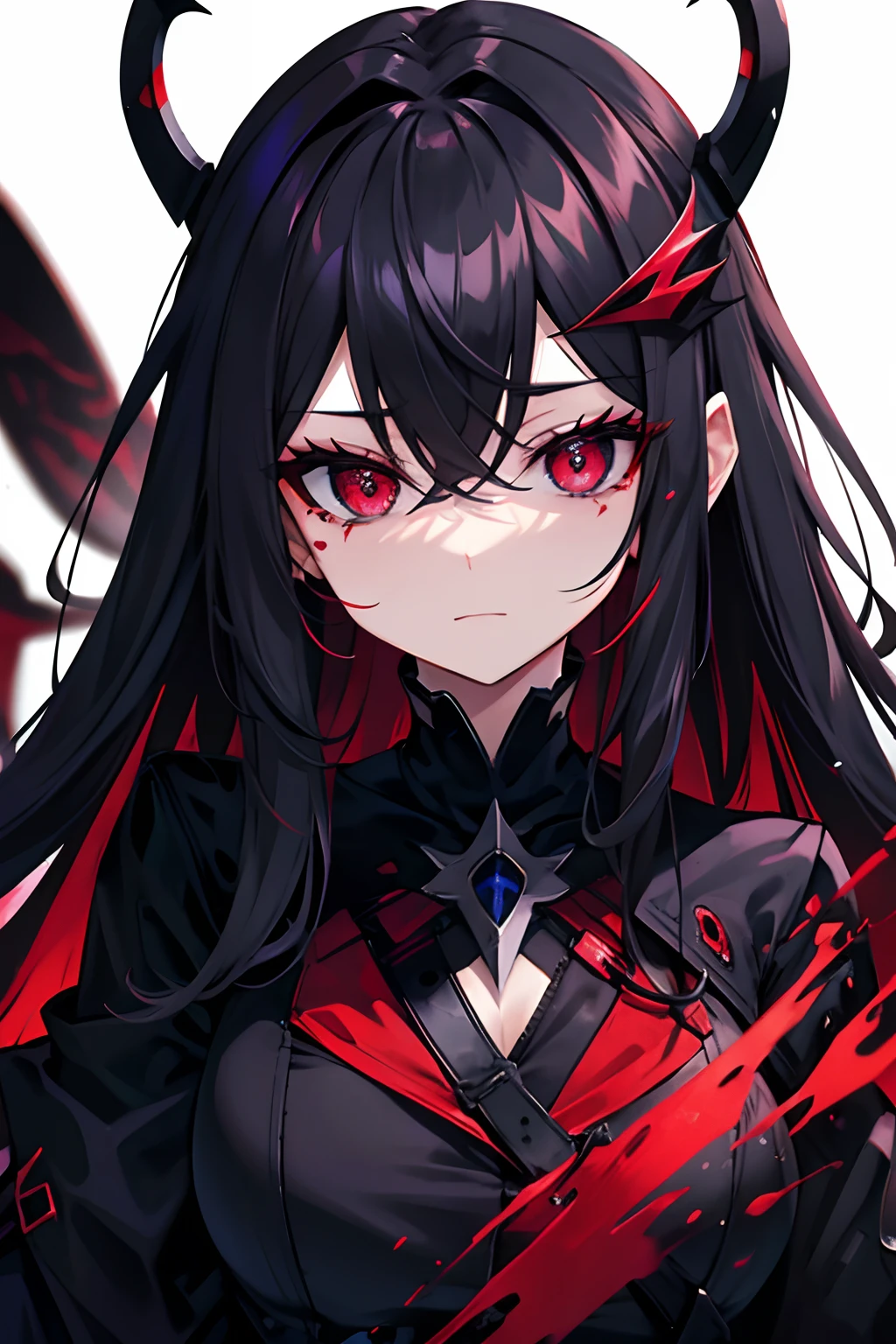Black sclera, red iris
