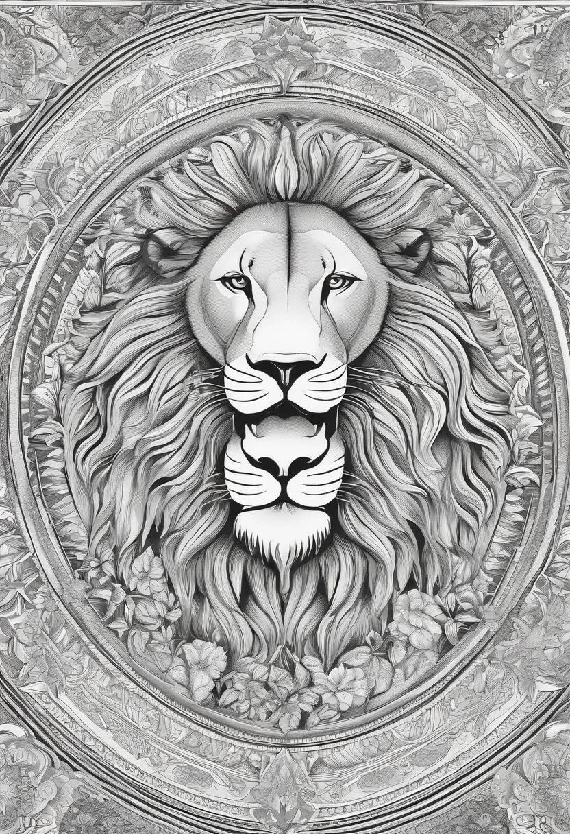 Mandala for coloring, lions, A4