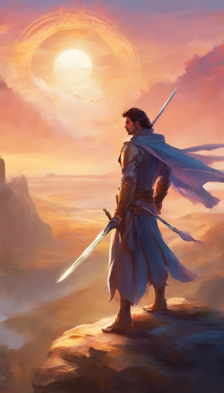 Male swordsman,Cool style, Sunrise,