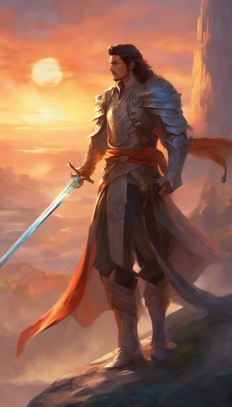 Male swordsman,Cool style, Sunrise,