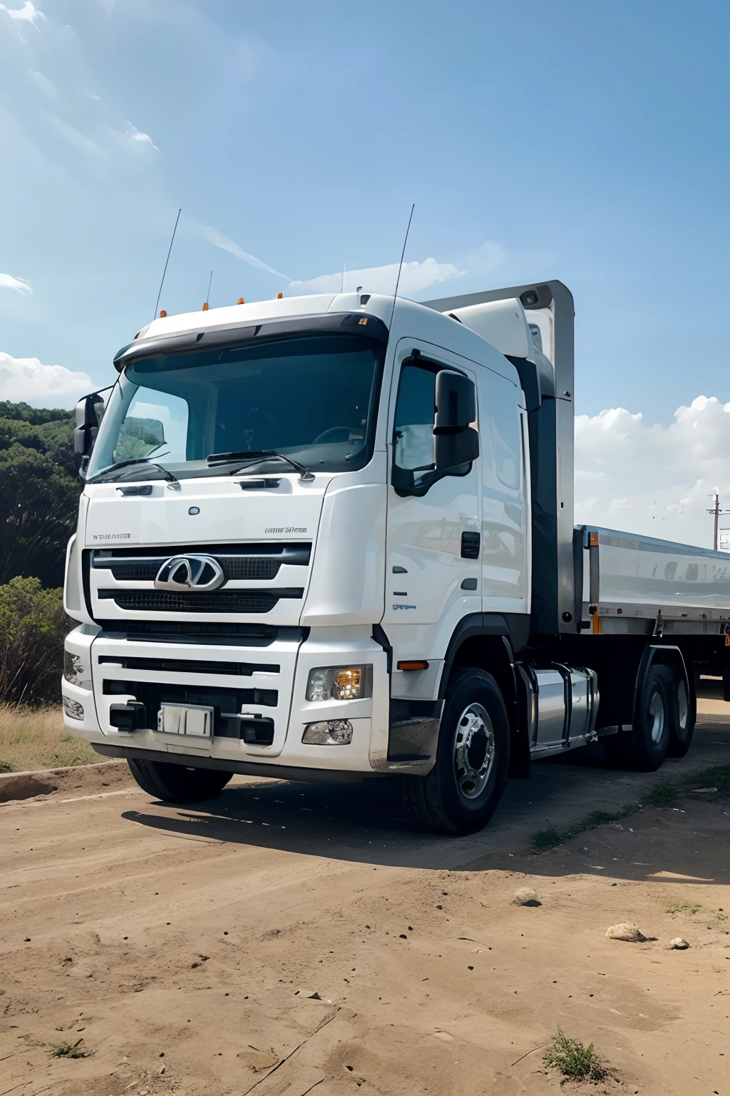 a very beautiful big brand new white truck, tecnologia de punta.
