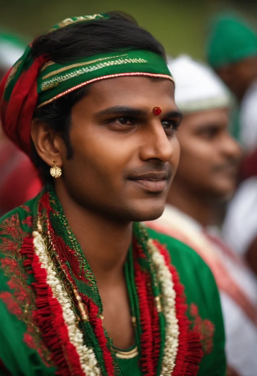 A Bangladeshi football fan wearing Bangladeshi football jercy