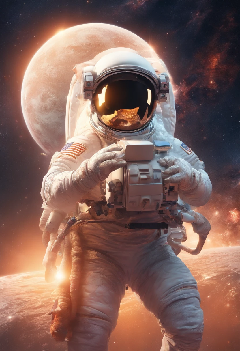 Spacesuit Holding the moon in your hand Glowing I can't see my face The moon in my helmet