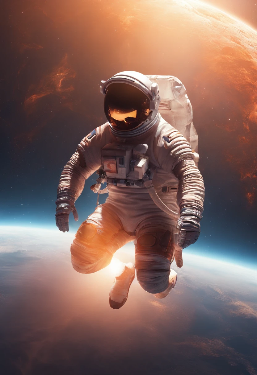 An astronaut holding up a horse in space