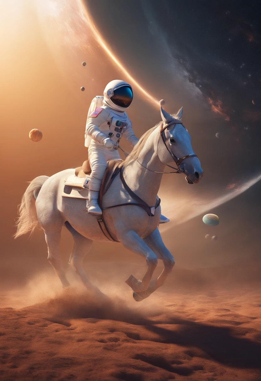A horse riding an astronaut in a reversed dimensiom