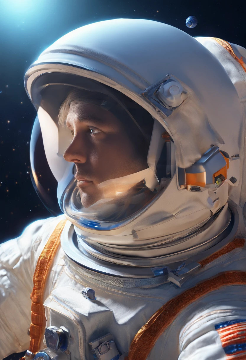An astronaut with a toy horse resting on his back in space