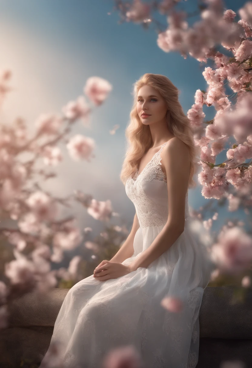 (CG unity 8k wallpaper extremely detailed) (beste-Qualit) (best lighting) (an extremely delicate and beautiful) (flottant) (beau) (Spring atmosphere) (1fille) (longs cheveux roses), (bandeau pour cheveux), (Detailed and beautiful blue eyes), ((Very short white dress, dessous en dentelle rose), (dentelle), ((Light transparent silk))), (Cherry blossom petals), (Papillons), (dof), (volumettic light) lighting cinematic, aberration chromatique, Sony FE GM, textured skin, High Details, high resolucion, 8k grosseins