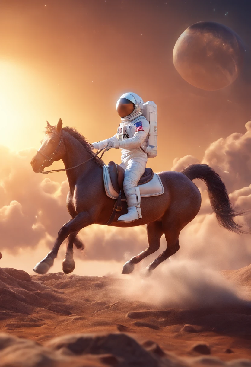 A horse riding an astronaut in a reversed dimensiom