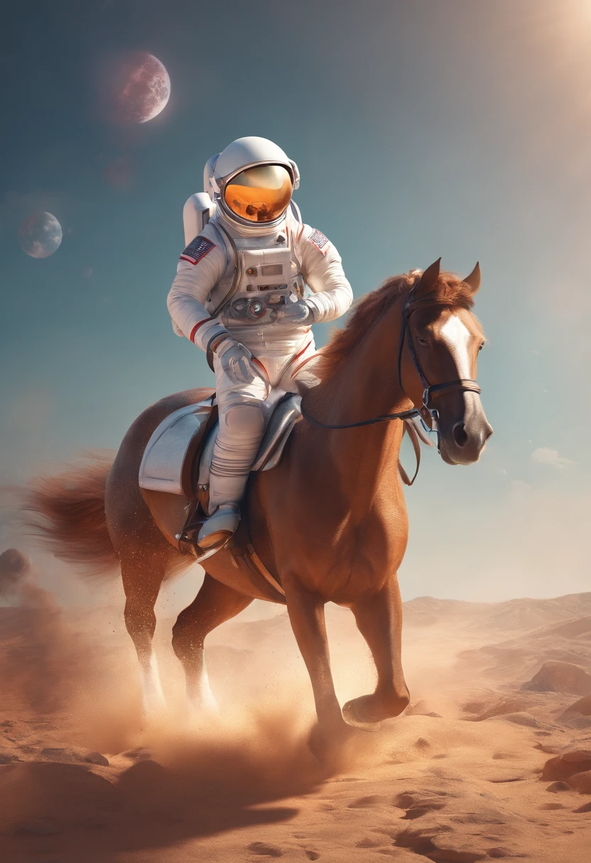 A horse riding an astronaut in a reversed dimensiom