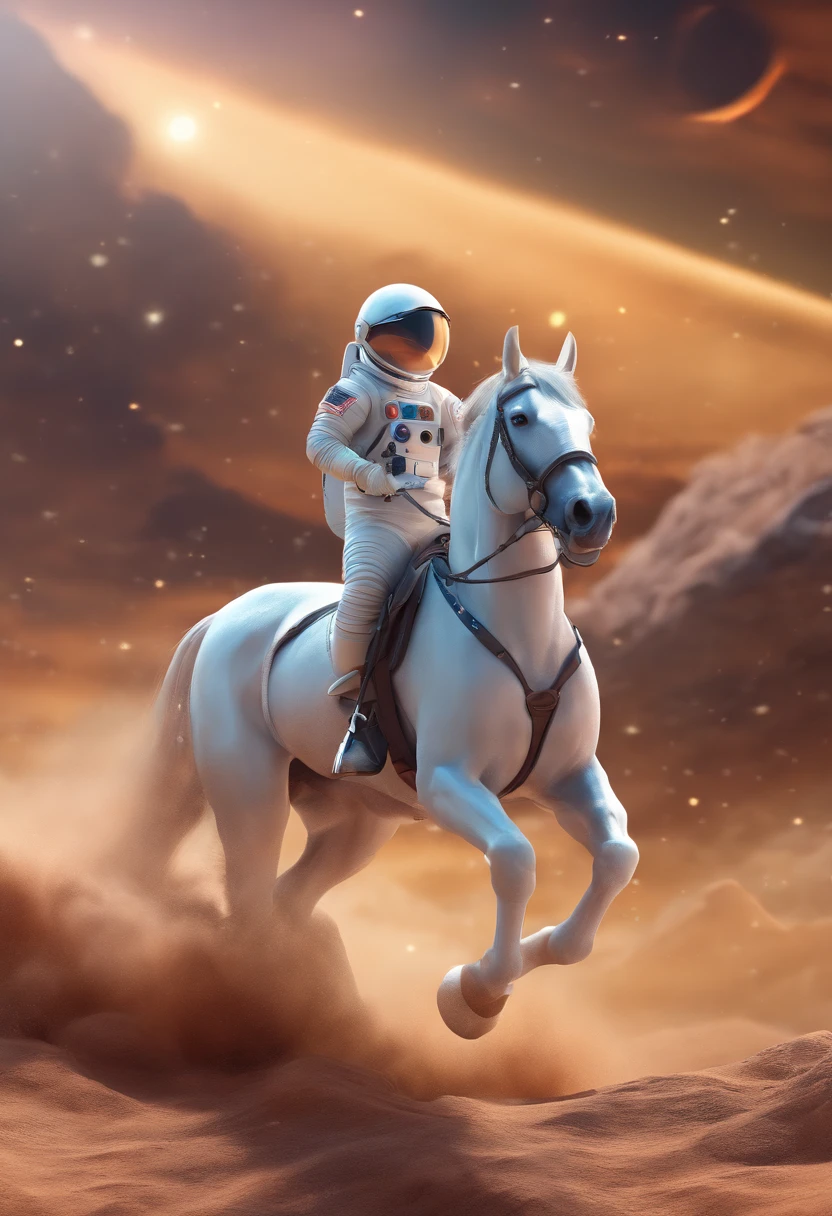 A horse riding an astronaut in a reversed dimensiom