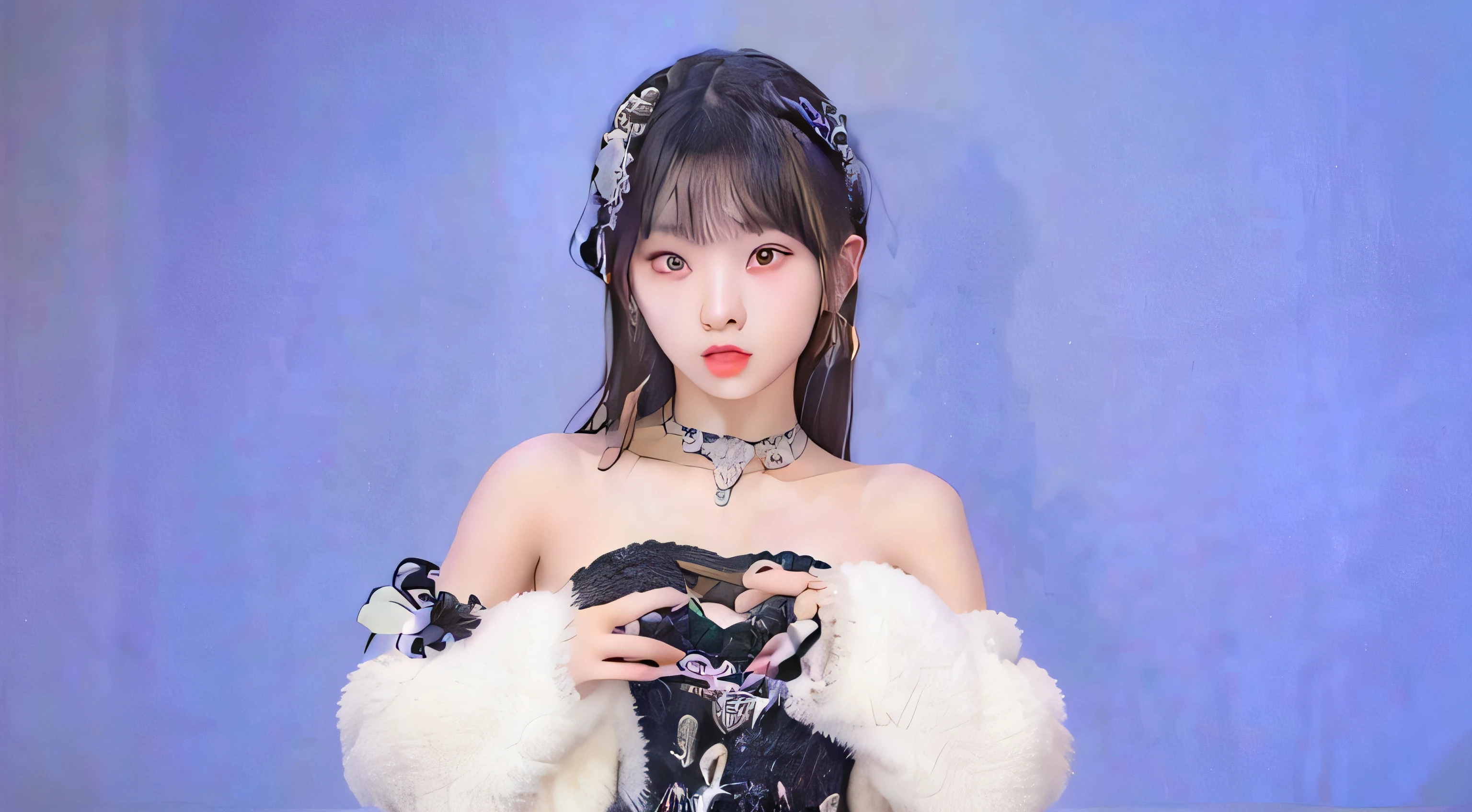 araffe woman in a black and white dress holding a white teddy bear, sha xi, jossi of blackpink, sun yunjoo, tzuyu from twice, portrait of jossi of blackpink, dilraba dilmurat, belle delphine, park ji-min, 奈良美智, lee ji - eun