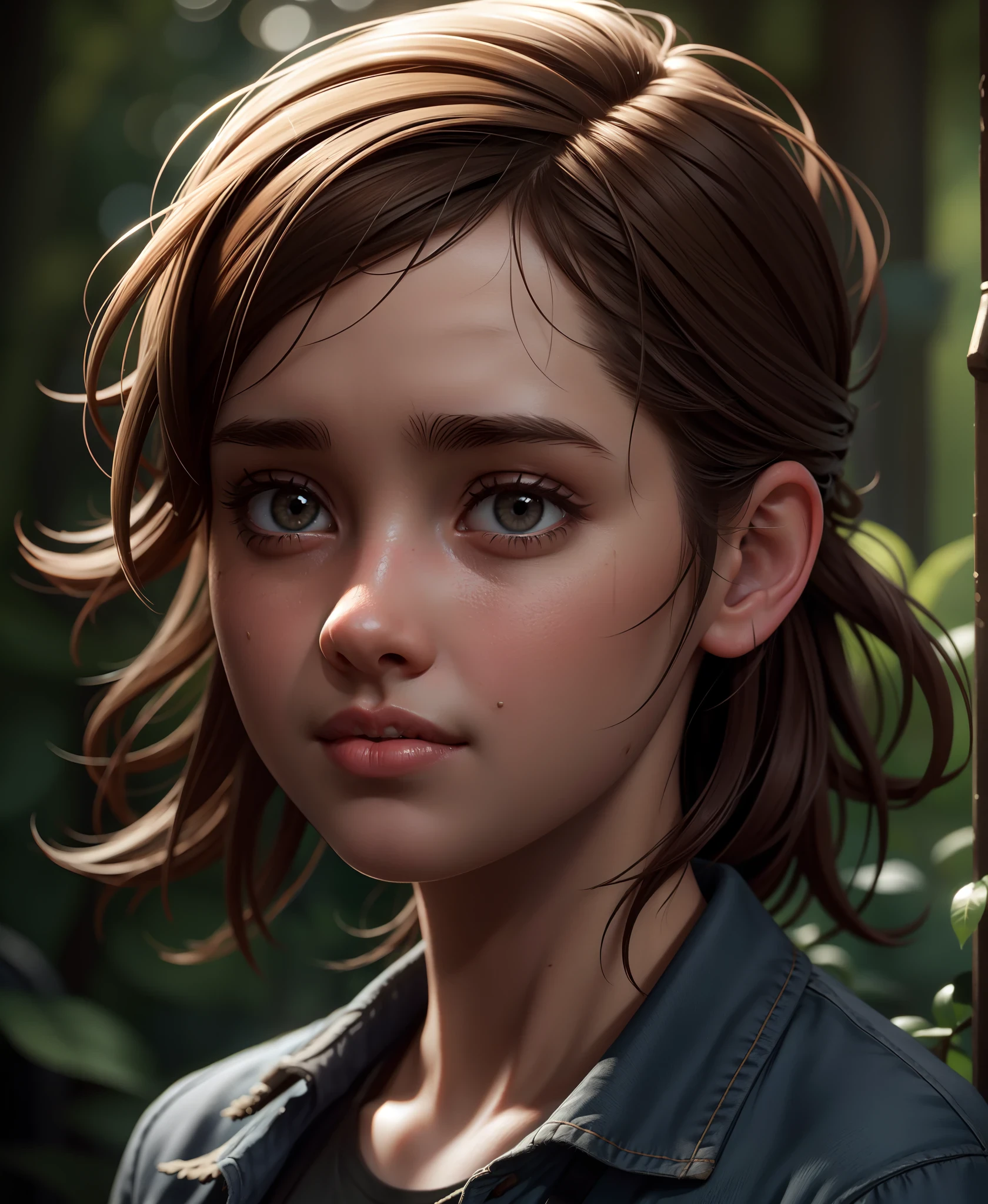 (the last of us:0.9), (Ellie:0.9), natural hair, realistic portrait, 4k, supreme detail, highly detailed, artstation, smooth, sharp focus, cinematic lighting