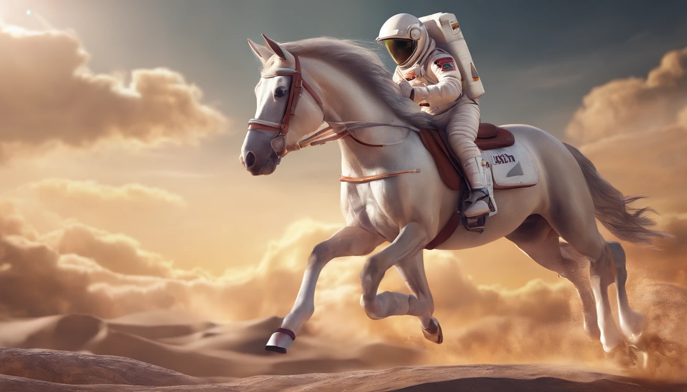 A horse riding an astronaut in a reversed dimensiom