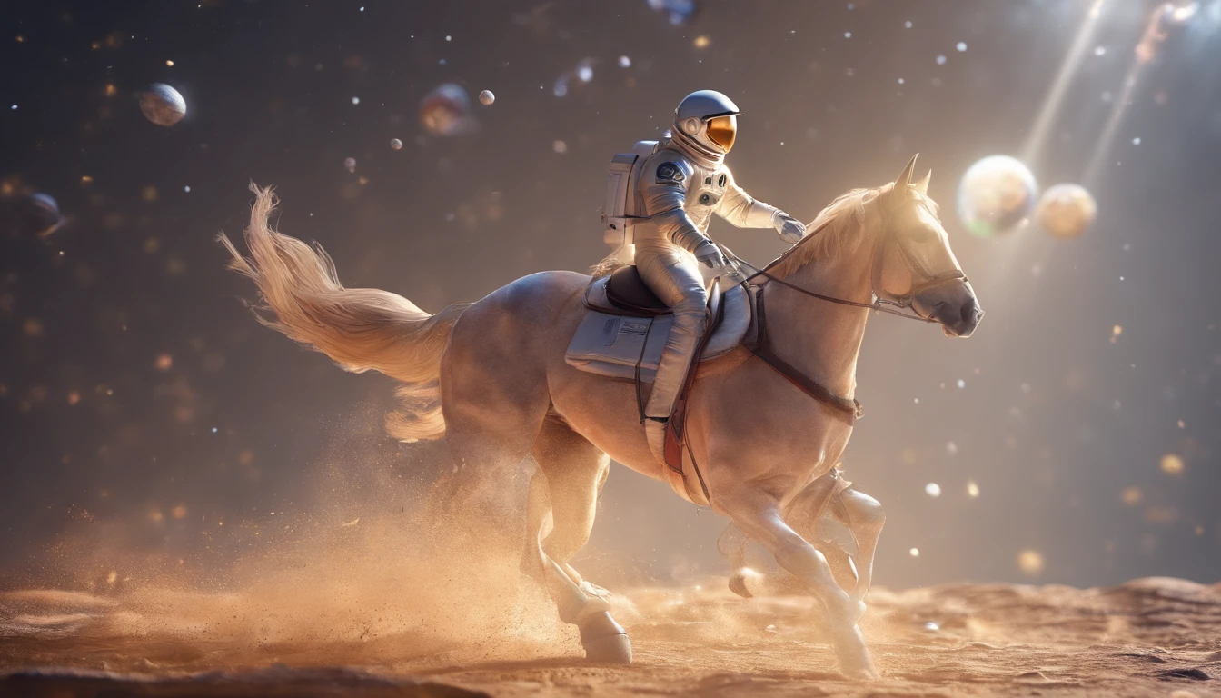 A horse riding an astronaut in a reversed dimensiom