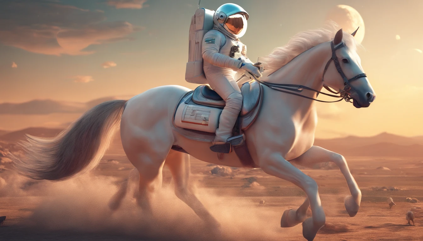 A horse riding an astronaut in a reversed dimensiom